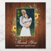 Waterverf eucalyptus zonnebloem hout bruiloft wijn etiket (Enkel label)