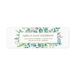 Waterverf Eucalyptusblad Adreslabel met charme Etiket