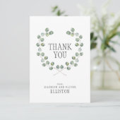 Waterverf eucalyptusblad-Lijst | Dank je Bedankkaart (Staand voorkant)