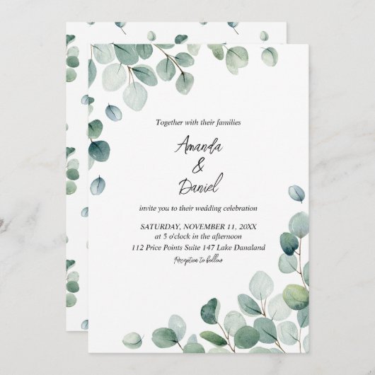 Waterverf eucalyptusbladeren (Voorkant / Achterkant)