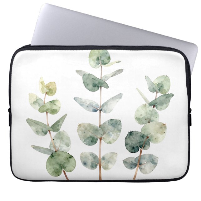 Waterverf Eucalyptusbladeren Botanisch Laptop Sleeve (Voorkant)