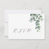 Waterverf Eucalyptusbladeren Bruiloft RSVP Kaartje (Achterkant)