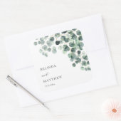 Waterverf Eucalyptusbladeren | Bruiloft Vierkante Sticker (Envelop)