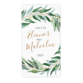 Waterverf eucalyptusbladeren etiket