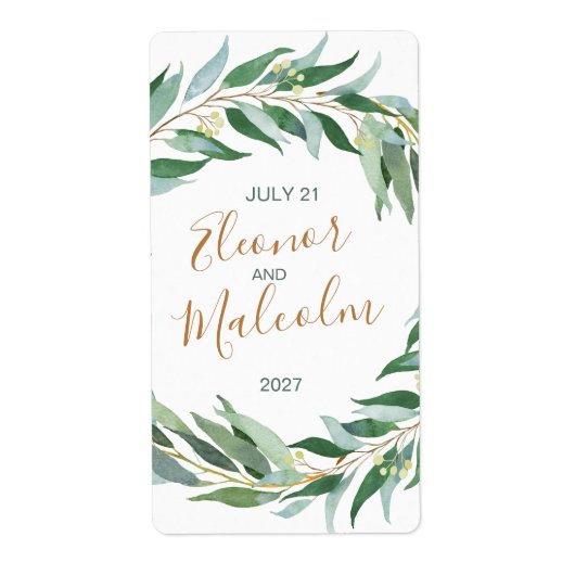 Waterverf eucalyptusbladeren etiket (Voorkant)