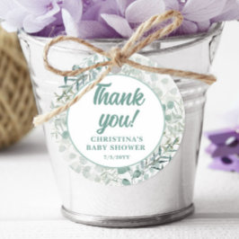 Waterverf Eucalyptusbladeren Groene Baby Shower  Bedankjes Labels