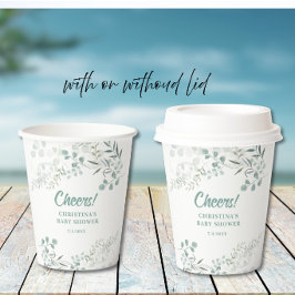 Waterverf Eucalyptusbladeren Groene Baby Shower Papieren Bekers