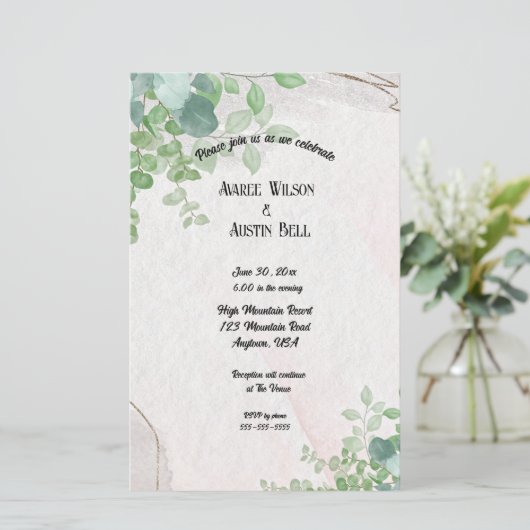 Waterverf eucalyptusbladeren in goud Lijst (Staand voorkant)