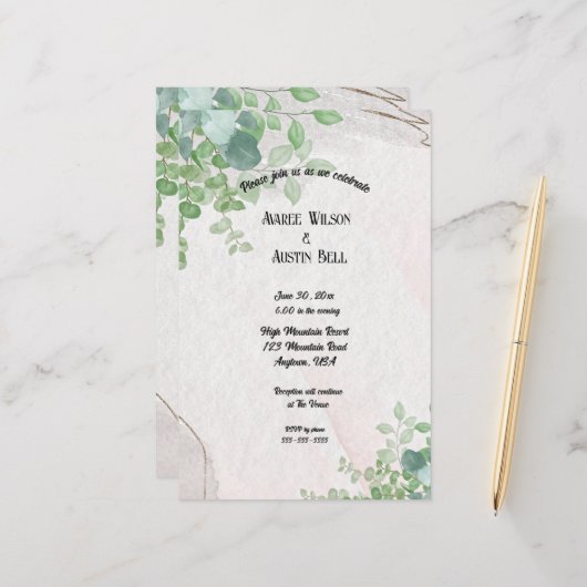 Waterverf eucalyptusbladeren in goud Lijst (Voorkant / Achterkant in situ)