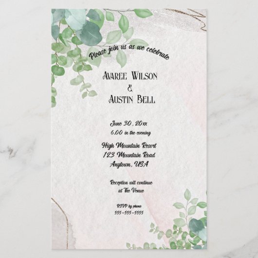 Waterverf eucalyptusbladeren in goud Lijst (Voorkant)