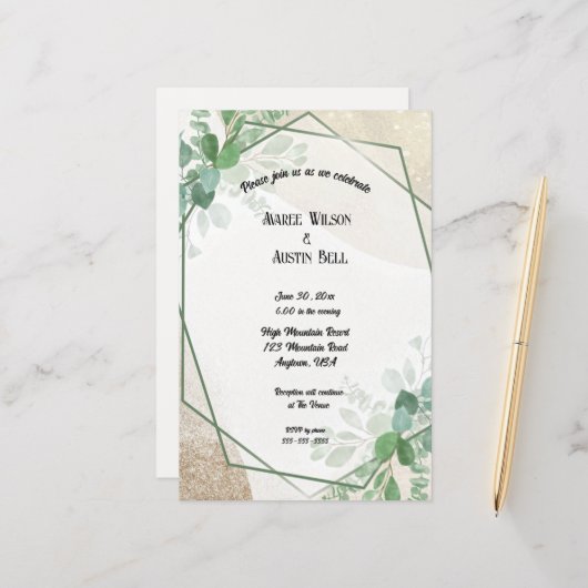 Waterverf eucalyptusbladeren in goud Lijst (Voorkant / Achterkant in situ)