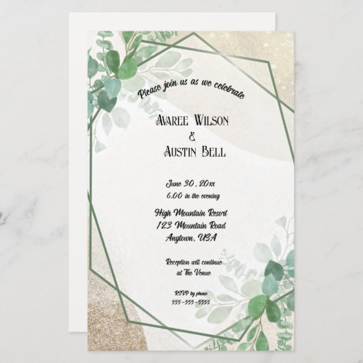 Waterverf eucalyptusbladeren in goud Lijst (Voorkant / Achterkant)