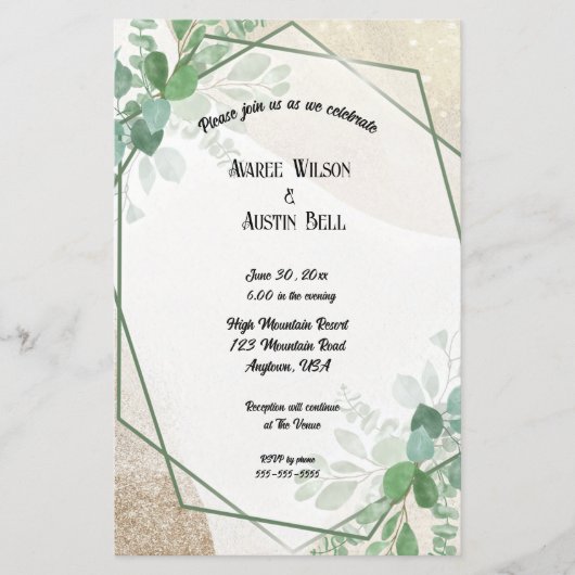 Waterverf eucalyptusbladeren in goud Lijst (Voorkant)