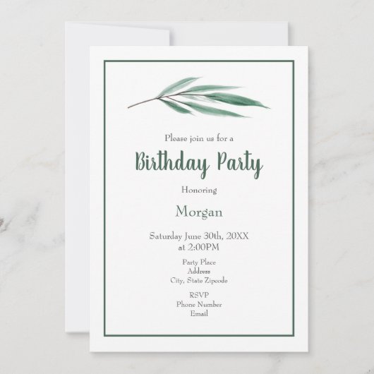 Waterverf Eucalyptusbladeren Kaart (Voorkant)