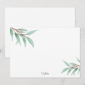 Waterverf Eucalyptusbladeren Notitiekaartje (Voorkant / Achterkant)