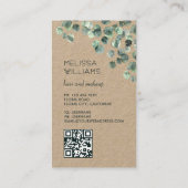 Waterverf Eucalyptusbladeren | Qr Code Rustiek Visitekaartje (Achterkant)