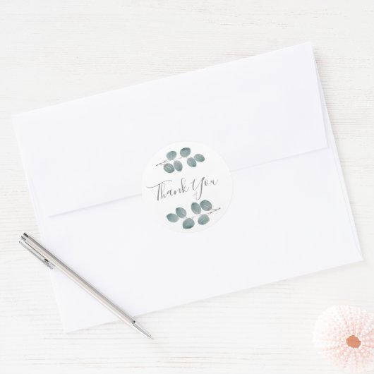 Waterverf Eucalyptusbladeren Ronde Sticker (Envelop)