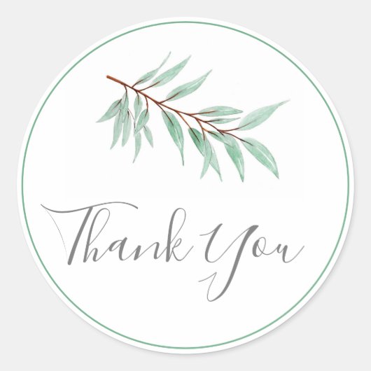 Waterverf Eucalyptusbladeren Ronde Sticker (Voorkant)