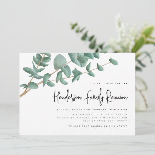 Waterverf eucalyptusboom familiereünie kaart (Staand voorkant)