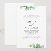 Waterverf eucalyptusbruiloft. Greenery foliage Kaart (Voorkant / Achterkant)