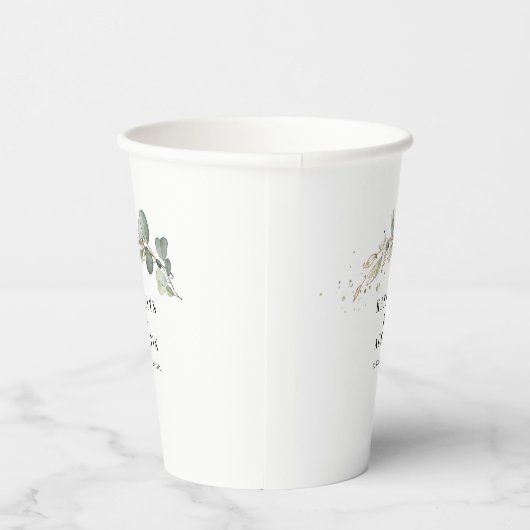 Waterverf eucalyptusbruiloft papieren bekers (Rechts)