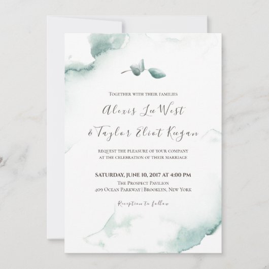 Waterverf Eucalyptusbruiloft vernieuwen Kaart (Voorkant)