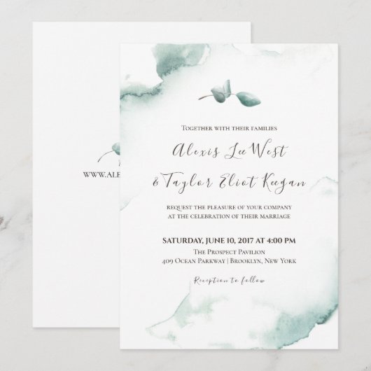 Waterverf Eucalyptusbruiloft vernieuwen Kaart (Voorkant / Achterkant)