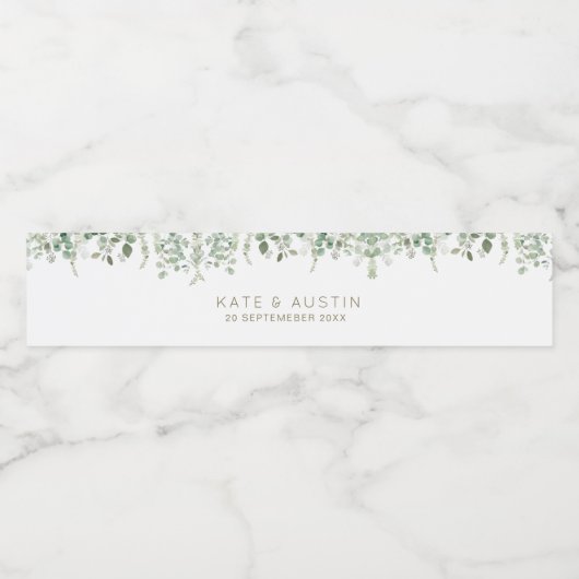 waterverf eucalyptusbruiloft waterfles etiket (Enkel label)