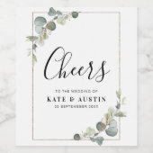 waterverf eucalyptusbruiloft wijn etiket (Enkel label)