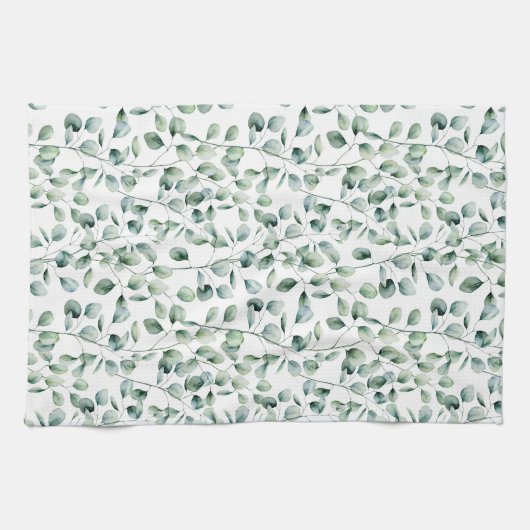 Waterverf Eucalyptuspatroon Theedoek (Horizontaal)