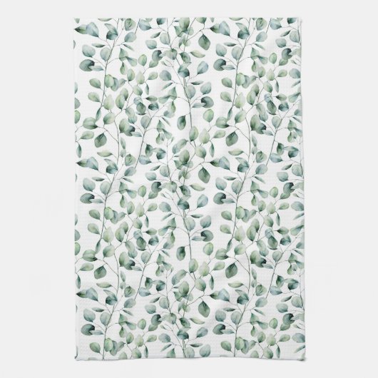 Waterverf Eucalyptuspatroon Theedoek (Verticaal)
