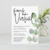 Waterverf Eucalyptusscript virtuele bruiloft Kaart (Staand voorkant)