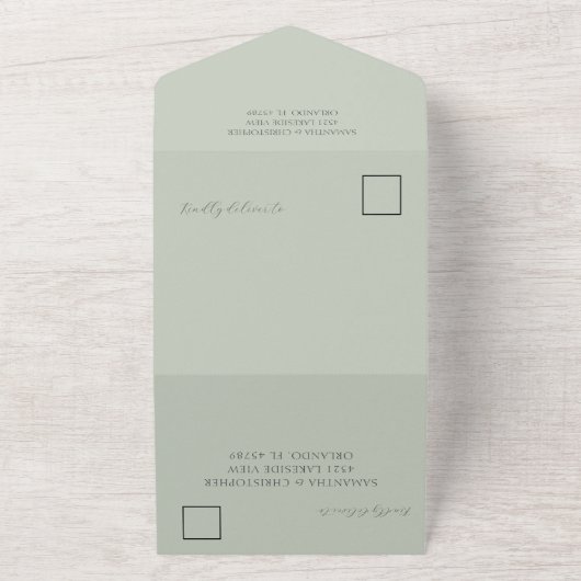 Waterverf Eucalyputus Greenery & Gold Wedding All In One Uitnodiging (Buitenkant)