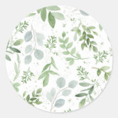 Waterverf Eucalytus en het groene patroon bruiloft Ronde Sticker (Voorkant)