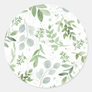 Waterverf Eucalytus en het groene patroon bruiloft Ronde Sticker