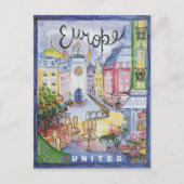 Waterverf - Europe reisposter Briefkaart (Voorkant)