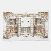 Waterverf Europees Street Cafe Art Theedoek (Horizontaal)