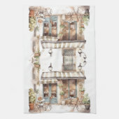 Waterverf Europees Street Cafe Art Theedoek (Verticaal)