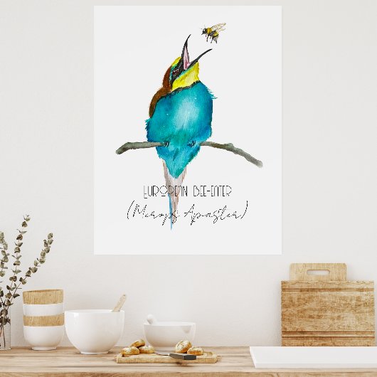 Waterverf (Europese bijeneter) Poster (Keuken)