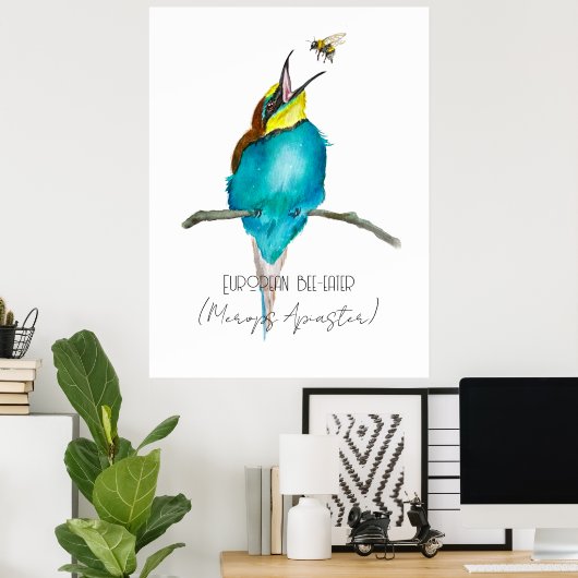 Waterverf (Europese bijeneter) Poster (Thuiskantoor)