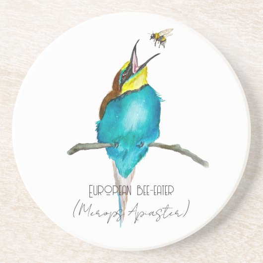 Waterverf (Europese bijeneter) Zandsteen Onderzetter (Voorkant)