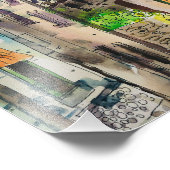 Waterverf, Europese middeleeuwse stad Foto Afdruk (Hoek)