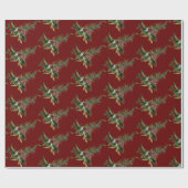 Waterverf Evergreen Branch op Cranberry Red Cadeaupapier (Vlak)