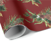 Waterverf Evergreen Branch op Cranberry Red Cadeaupapier (Rol Hoek)