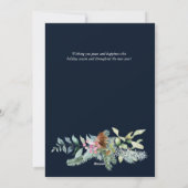 Waterverf Evergreen en Holly Berries Wreath Blue Feestdagenkaart (Achterkant)