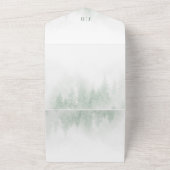 Waterverf Evergreen Forest in Green Wedding All In One Uitnodiging (Buitenkant)