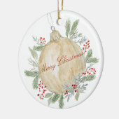 Waterverf Evergreen Golden Christmas Keramisch Ornament (Links)