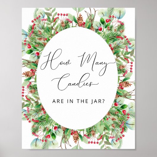 Waterverf Evergreen Hoeveel Snoepjes Poster (Voorkant)