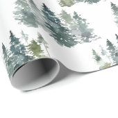 Waterverf Evergreen Kerstboom Vakantie Gift Cadeaupapier (Rol Hoek)