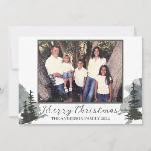 Waterverf Evergreen Mountain Scene Holiday Bedankkaart